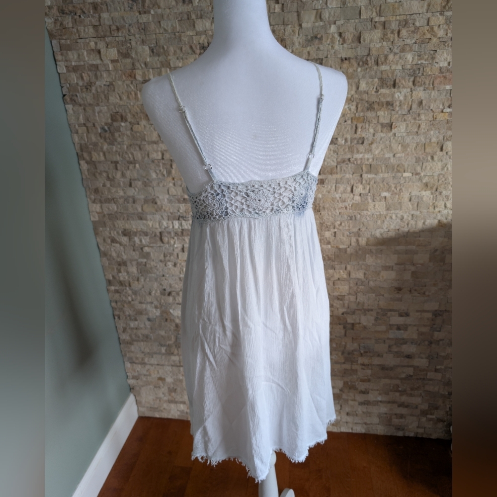 POL White Crochet Mini Dress Blue Fairy Size M Festival Coastal Cowgirl image 3